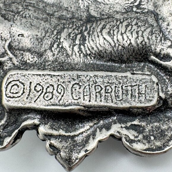 Vintage 1989 Carruth Pewter Smiling Green Man Brooch Pin Nature Garden Design - Picture 4 of 6